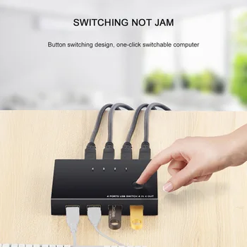 

4 IN 4 Out USB Switcher For Keyboard Mouse Printer Computer Plug And Play 4 Ports USB KVM Switch Box USB Sharer Splitter Box