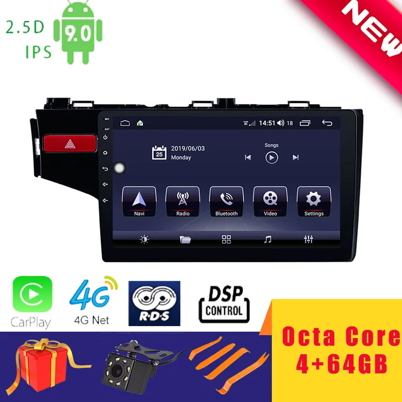 10.1&quotAndroid 10.0 Car Multimedia Player Stereo for Honda Fit 2014 GPS Navigation Head Unit Octa Core DSP 2.5D+IPS 4G Carplay |