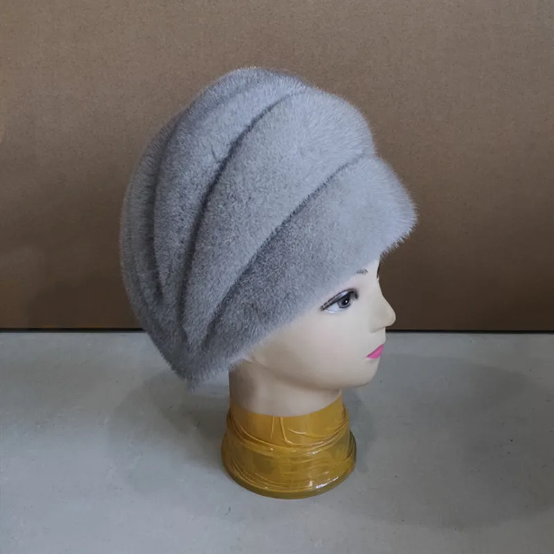 Настоящий натуральный piel de visón piel sombrero de invierno mujeres gorra elegante nuevo центеллы азиатской moda femenina oreja caliente