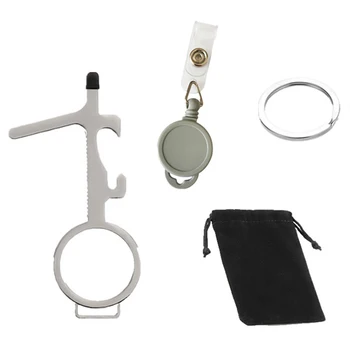 

Non-Contact Door Opener Tool Handheld Keychain Retractable Chain Kit for Handles Buttons QJS Shop