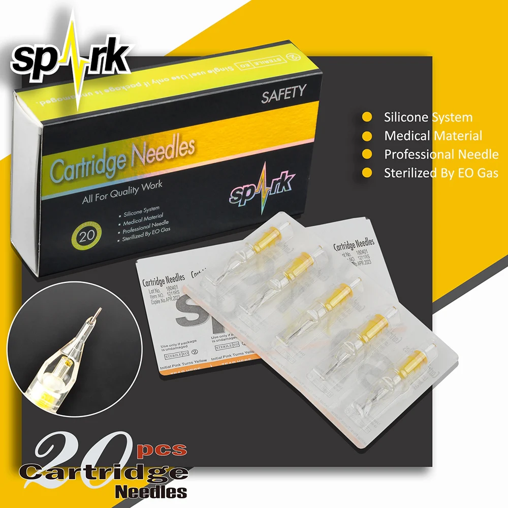 Professional 20pcs/set Disposable Semi-Permanent Makeup Tattoo Cartridge Needle Tattoo Gun Supplies RL/RM/M1/RS/1RL/3RL/5RL/7RL