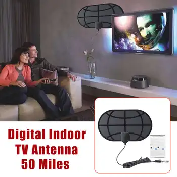 

50 Miles 1080P HD TV Antennas Signal Receiver Amplifier Indoor Mini HD Digital TV Antenna Flat Design
