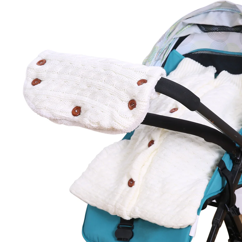 Детский спальный мешок из 2 предметов, Зимний вязаный плотный бархатный конверт для сна для новорожденных+ варежки на коляску, детское одеяло-конверт, спальный мешок