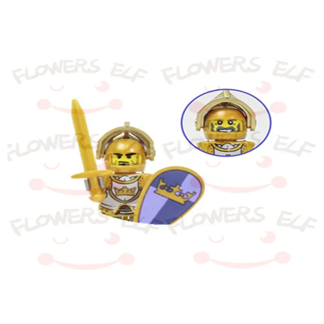 1PCS Blue Lion Red Green Dragon Knight Mini Two-person Villain Middle Age Assembling Building Blocks Children'sToy Medieval Knig 9802A