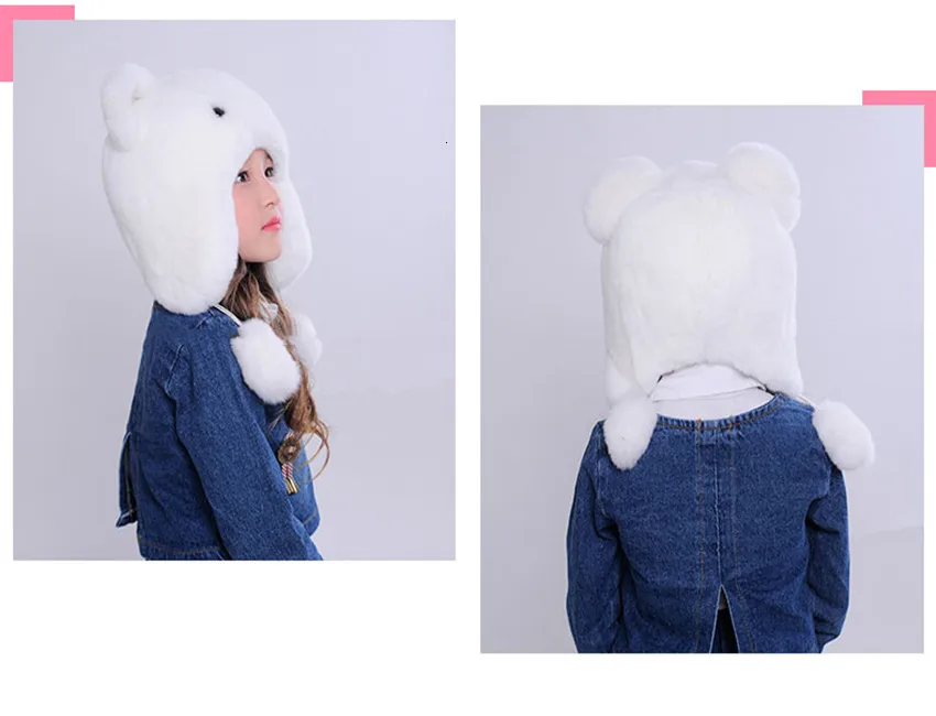 Зимняя детская шапка с натуральным мехом кролика, коллекция года, Детские Модные теплые меховые шапки для мальчиков и девочек, шапка с ушками для России, новинка, L#175