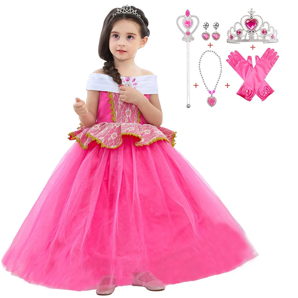 

Christmas Halloween Children Aurora Princess Dress Performance Cosplay Girl Dress Birthday Party Europe And America Style Dress