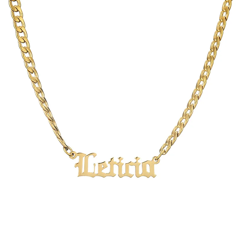 

Old English Personalized Custom Name Necklace Pendant Gold Color Customized Nameplate Necklaces for Women Men Jewelry Gifts