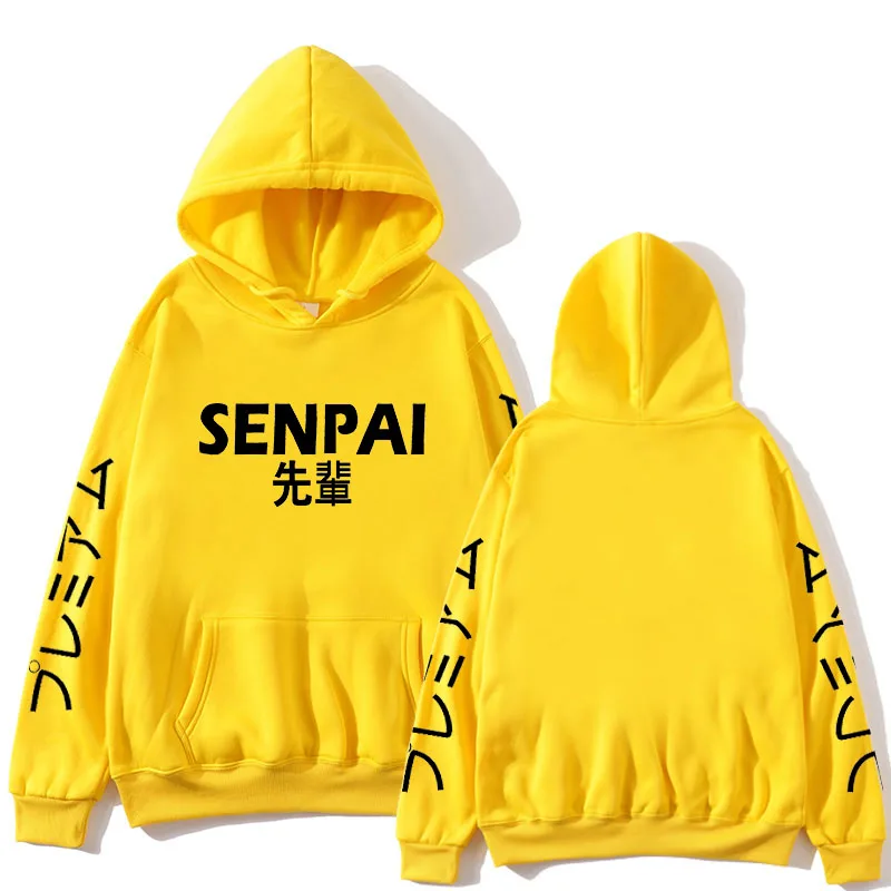 yellow SENPAI, модная японская уличная одежда, толстовка с капюшоном, несколько цветов, для мужчин и женщин, с принтом, Harajuku, толстовки, пуловер, sudadera hombre - Цвет: yellow