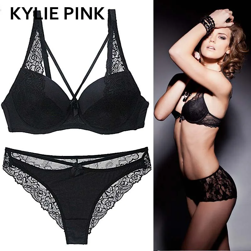 Бренд KYLIE, розовые Роскошные бюстгальтеры для девушек, комплекты трусов, нижнее белье, сексуальный кружевной бюстгальтер с эффектом пуш-ап и глубоким вырезом
