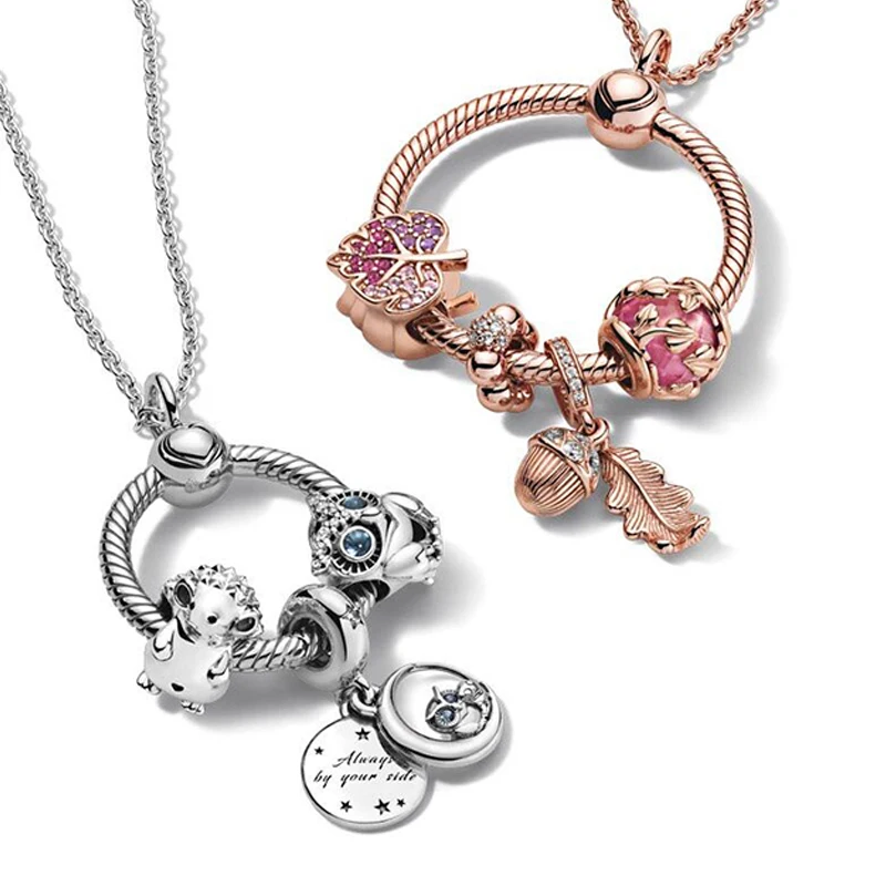 Ожерелье из серебра 925 пробы с круглым кулоном подходит для оригинального