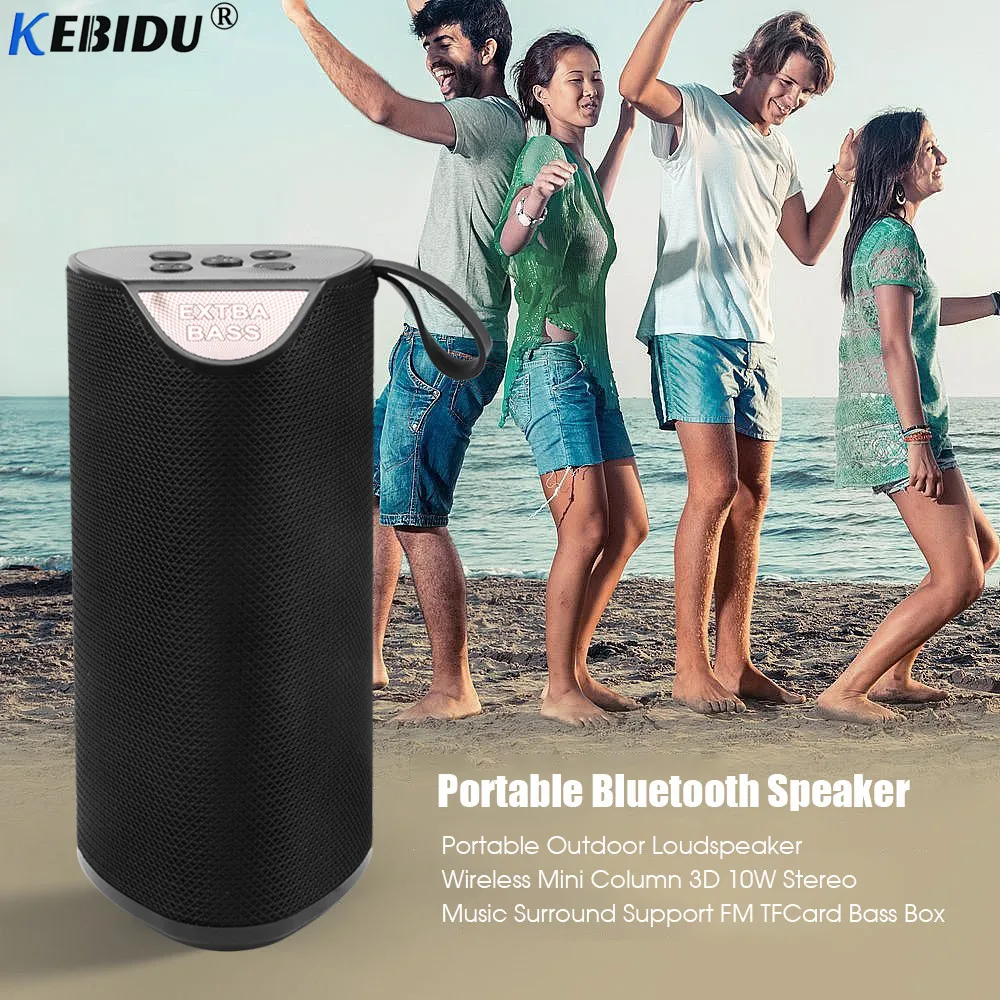 Kebidu портативный Bluetooth открытый динамик 10 Вт большой мощности динамик s беспроводной 3D стерео музыка объемный Поддержка FM TF карта бас-бокс