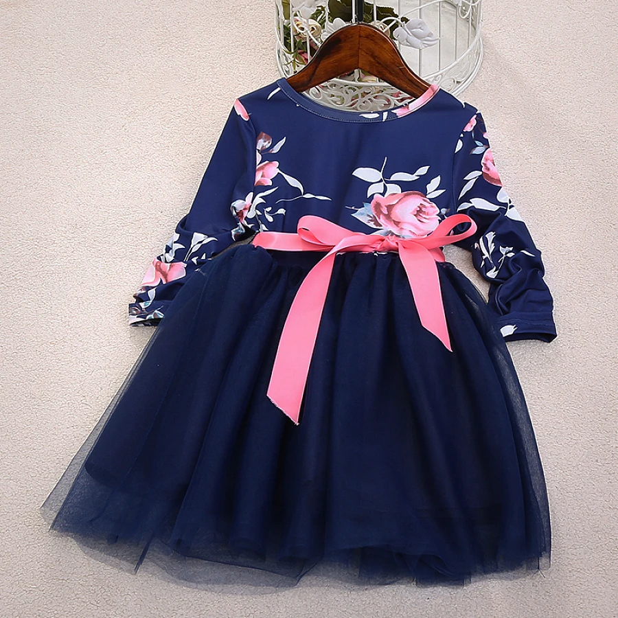 Family Clothes Mommy and Daughter Matching Clothes Women Girl's Dress Matching Outfits Autumn Floral Print Dresses Seven Sleeve