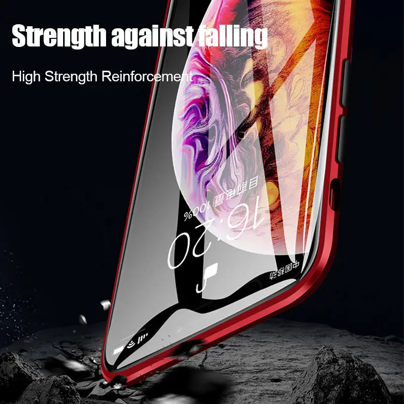 Double Sided Magnetic Absorption Metal Case For OPPO R17 Pro F11 Pro A9 K1 K3 360 Full Protective Cover Flip Back Coque Capa