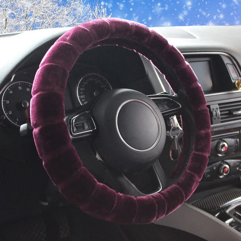 Зимний плюшевый автомобильный чехол на руль подходит для большинства ковров на Руль мягкий 37-38 см 14,"-15" автомобильные аксессуары Стайлинг