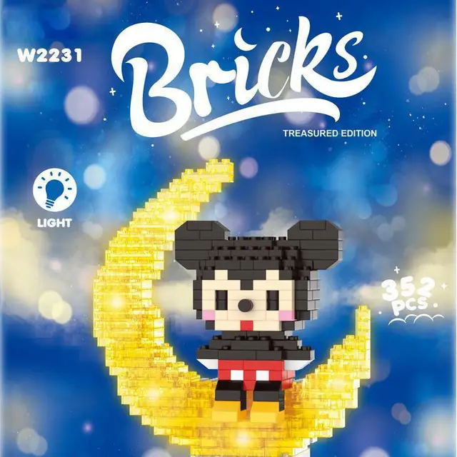 Light Version Of The Moon Disney Cartoon Small Particle Building Blocks Diy Mickey/minnie/stellalou/duffy Model Girls Toy Gifts 1