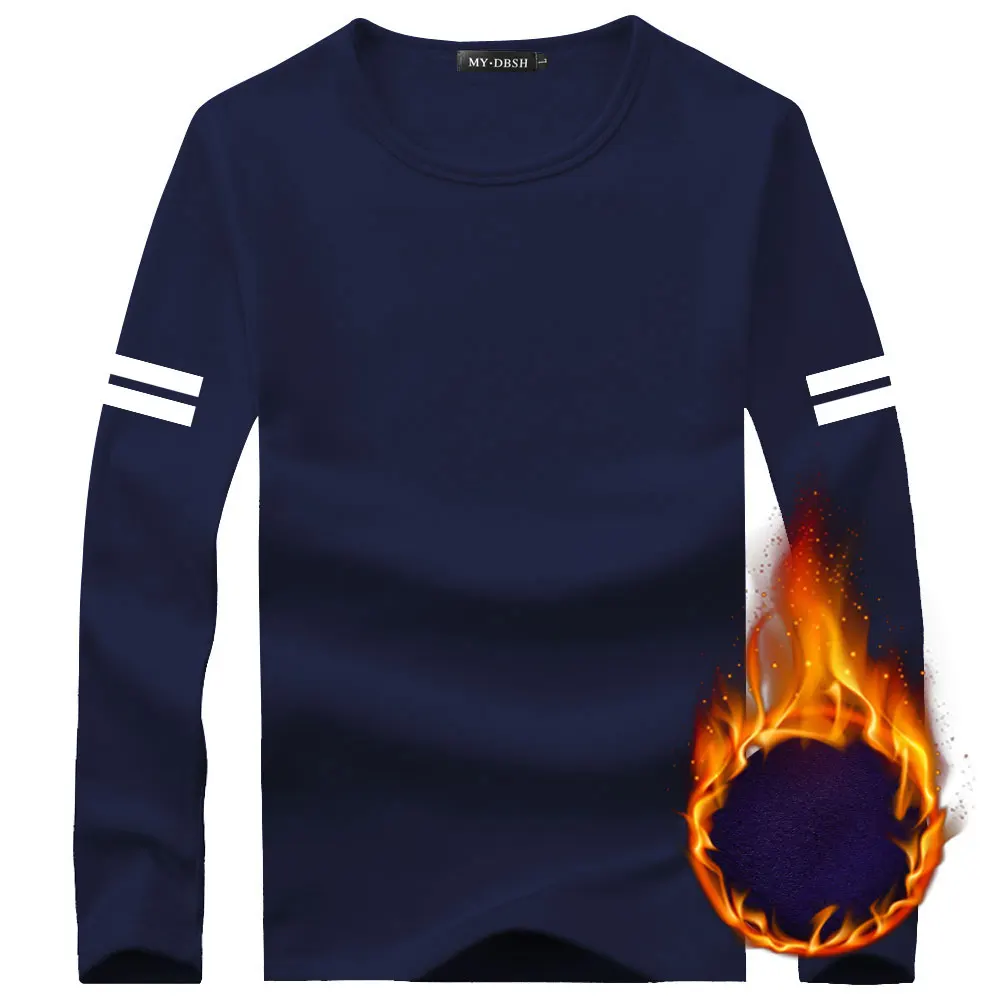 Длинный рукав термомайка Повседневная зимняя хлопковая толстая футболка базовые футболки мужские брендовые фитнес теплые футболки Blusas кофты - Цвет: 540-O-Navy