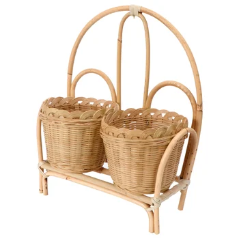 

1PC Hand-woven Bamboo Flower Basket Pencil Box Basket Rattan Woven Flower Basket for Home Wall Store Mall