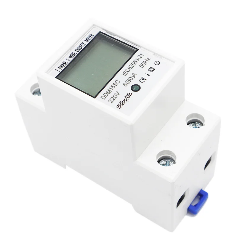 

TOP 5-80A DDM15SC LCD Digital Display Single Phase DIN-Rail Electronic Energy KWh Meter 220V/230V 50/60Hz