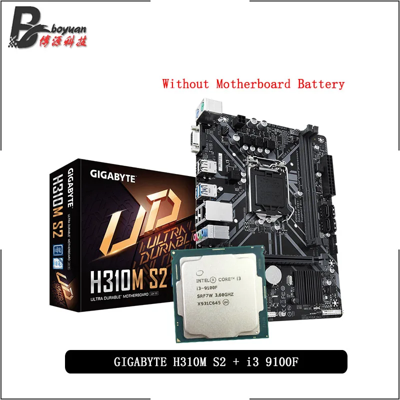 Процессор Intel Core i3 9100F + Gigabyte GA H310M S2 2 1 (rev. 1) материнская плата LGA 1151 CPU Материнская