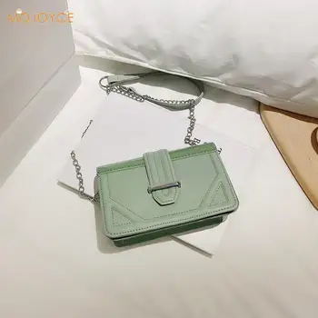

Fashion Mini Small Square Crossbody Bag Solid Color PU Leather Women Chain Shoulder Messenger Satchel Female Flap Purse