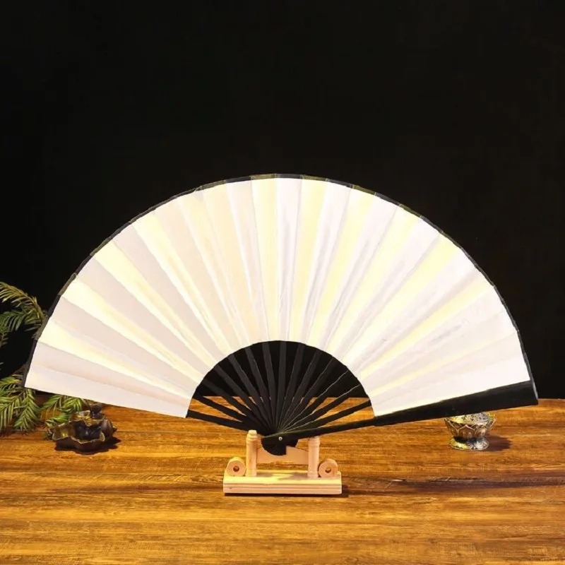 Silk Chinese Folding Fan Vintage Hand Fan Wooden Bamboo DIY Craft Painting Party Decoration Pocket Gift For Calligraphy Painting portable fan,folding fan,hand fan,wooden hand fan,silk fans