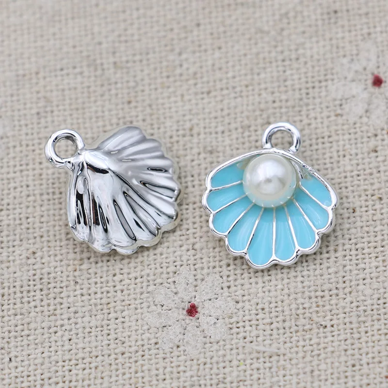 8 шт. эмаль Посеребренная Подвеска в виде ракушки подвески серьги для