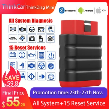 

ThinkCar Thinkdiag Mini OBD2 Bluetooth Scanner Car Diagnostic Tool OBDII Full System Automotive Scanner PK Thinkdiag AP200 OBD
