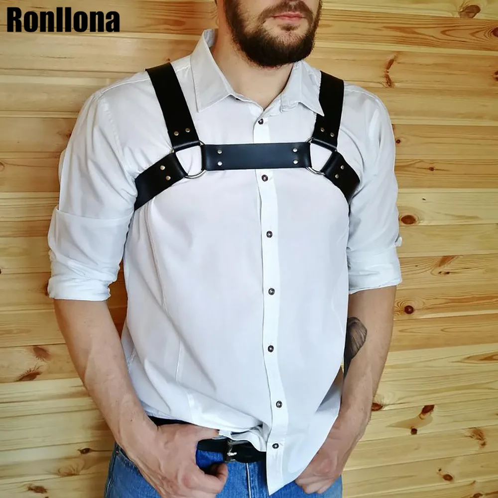 Ronllona упряжь Для мужчин грудь ремень кожаный Гей сексуальное оптовая продажа