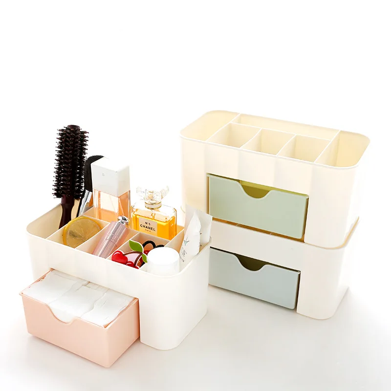 

Plain Desktop Cosmetic Case with Small Drawer Home Multi-purpose Jewelry Storage Box PP Make Up Organizer Lipstick Container