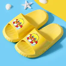 

Cute Cartoon Bath Duck Kids Slippers PVC Soft Sole Non-Slip Children Slippers Gir Boy Summer Slip-On Home Indoor Batroom Shoes