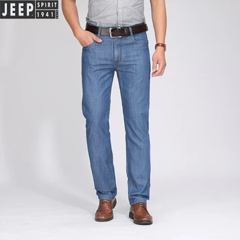 

JEEP SPIRIT Jeans Men Spring Straight Jeans Pants Men Business Casual Fashion Mid-waist Soft Cotton Jeans Homme Plus Size 30-44