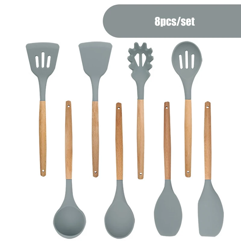 8pcs ONEUP Силиконовый Многофункциональный набор кухонных инструментов, антипригарные инструменты для приготовления пищи, кухонные принадлежности, термостойкие кухонные принадлежности - Цвет: 8pcs