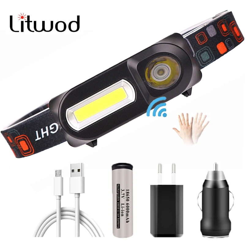 1804 Sensor XP-G Q5 Headlamp Camping Head Light Lamp by 1* 18650 Rechargeable Battery LED COB Bulbs Litwod Lithium Ion 10w led headlamp head lamp led headlight