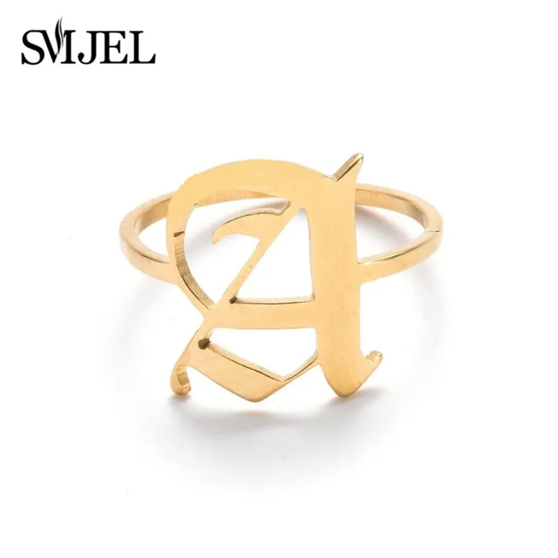 Gothic Initial Letter Ring Stainless Steel Jewelry Ancient Old English Necklaces Alphabet Name Personalize Gifts | Украшения и