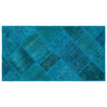 

Handmade Turquoise Vintage Overdyed Patchwork Area Rug 080x150 Cm-2'7''X4'11''