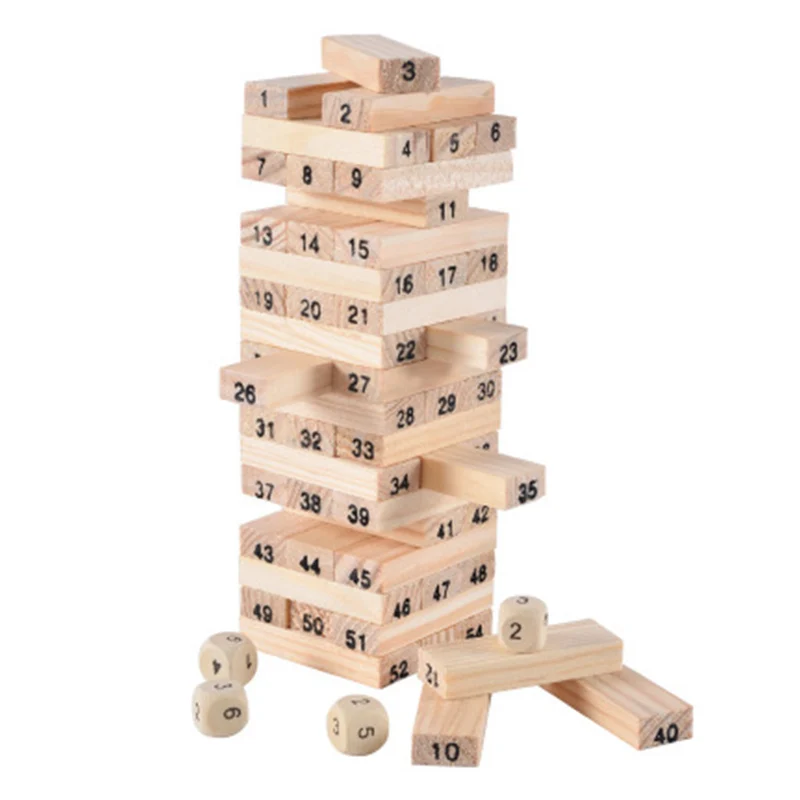 

54PCS/set Wooden Tower Building Blocks Toy Rainbow Domino Stacker Board Game Folds Superimposed Educational Children Toys