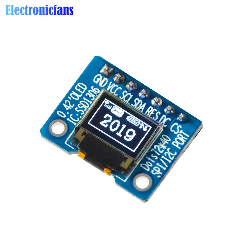 Diymore 0,42 дюймовый OLED дисплей ЖК-модуль 72*40 OLED модуль IIC/SPI интерфейс Белый ЖК-дисплей модуль 16 Pin SSD1306