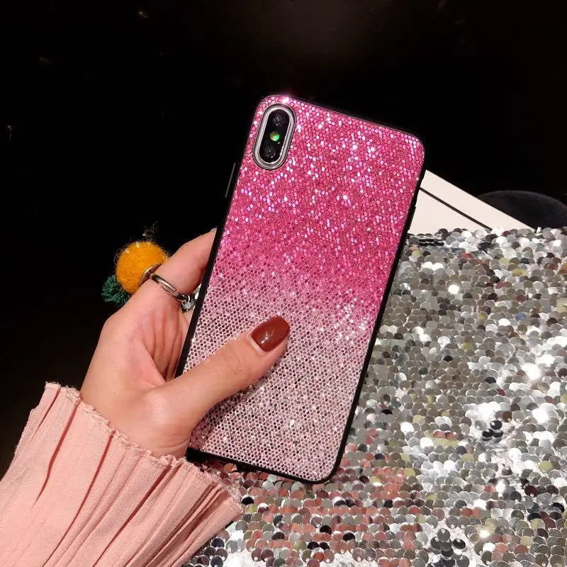 Роскошный блестящий чехол для iPhone 6, 6s, 7, 8 Plus, X, XS, Max, XR, блестящий мягкий пластиковый чехол с блестками, гелевые ТПУ чехлы накладки