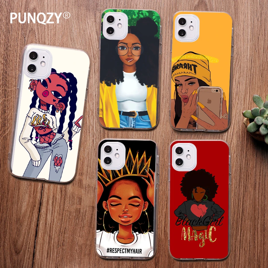 Punqzy Black Girl Magic Melanin Poppin Queen Art Phone Case For Iphone 12 Pro 11 Pro Max 7 6s 8 Plus 5s Se X Xr Xs Max Tpu Cover Aliexpress Cellphones Telecommunications