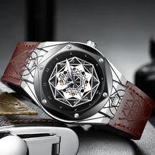 Hot Sale Luxury Tevise Automatic Men Watches With Luminous Leather Skeleton Mechanical Watches Men Wristwatch