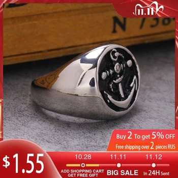 

New Trendy 316L Stainless Steel Viking Pattern Ring Men's Ring Fashion Ancho r-Pattern Ring Accessories Party Jewelry