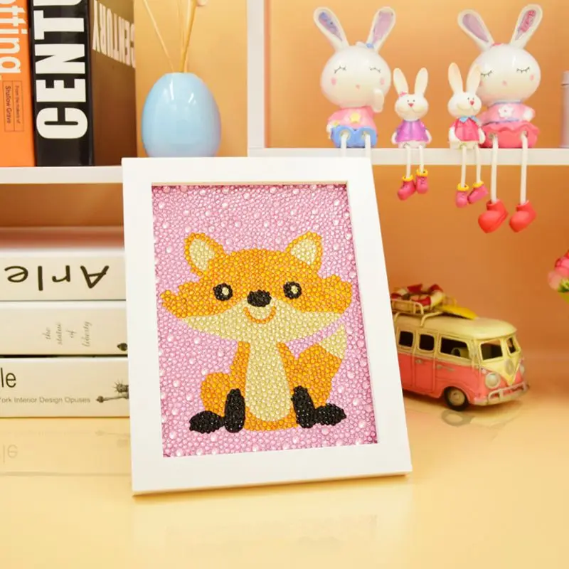Мультфильм лиса DIY 5D полная дрель круглая Алмазная картина Картина Вышивка крестиком набор вышивка ручной работы Домашний декор с рамкой