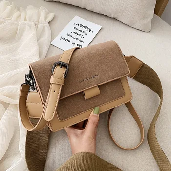 

Women's bag 2019 new fashion small square bag wide shoulder strap Messenger bag female ins shoulder bag purses and handbags.