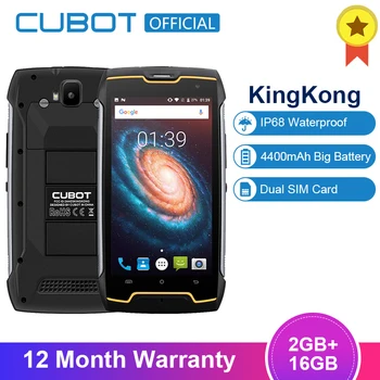 

Cubot KingKong 4400mAh IP68 Waterproof Dustproof Shockproof MT6580 Quad Core 5.0"Android 7.0 Cellular 2G RAM 16G ROM Smartphone