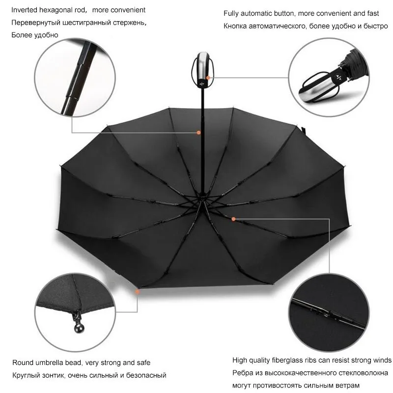 Wind Resistant Folding Automatic Umbrella men Luxury Big Windproof Umbrella Rain Women Male