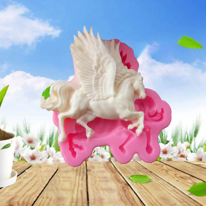 3D Pegasus силиконовая форма лошадь Конфеты Шоколад помадка формы для сахара украшения торта инструменты Мыло глина формы
