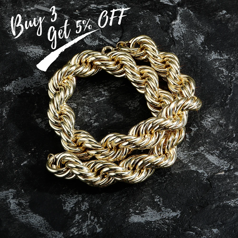 TOPGRILLZ 2021 New 30MM Rope Chain Stainless Steel Mens Luxury Necklace Hip Hop Heavy Metal Punk jewelry 30