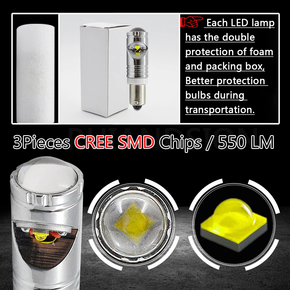 2 шт. 2,4 Вт BA9S 53 57 1895 64111 3SMD XT-E чипы Canbus светодиодный высокое Мощность проектор светодиодный обратный позиции Светильник лампы
