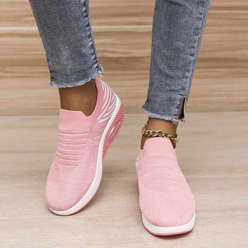 

women sneakers platform Knited shoes Breathable Wedge heel women's shoes Soft Bottom Female Shoes Plus Size Shoes Women