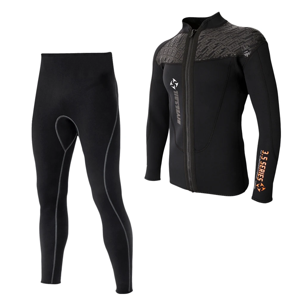 

Men Diving Suit Wetsuit Jacket 3mm Neoprene Full Zip Front Zipper Wetsuit L Men Diving Pants Jacket Set